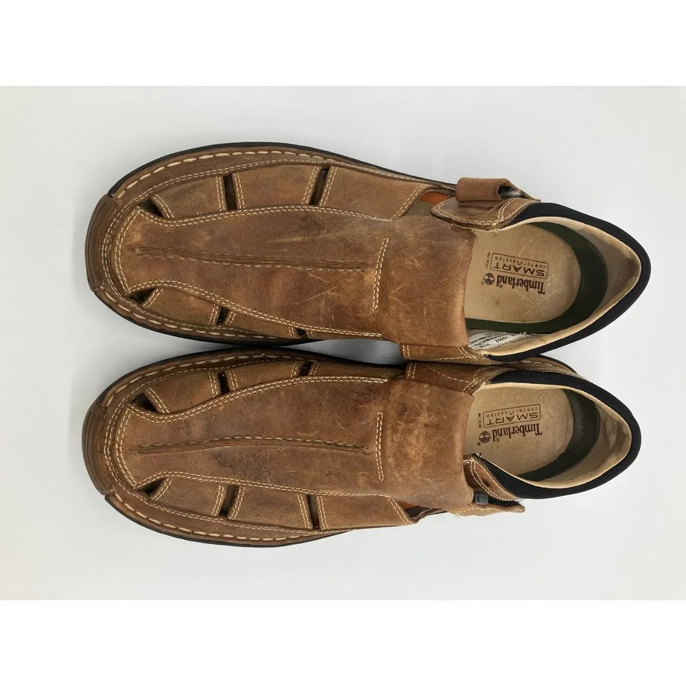Timberland Smart Comfort Series Brown Leather Sandals Shoes Mens Size 11.5 M